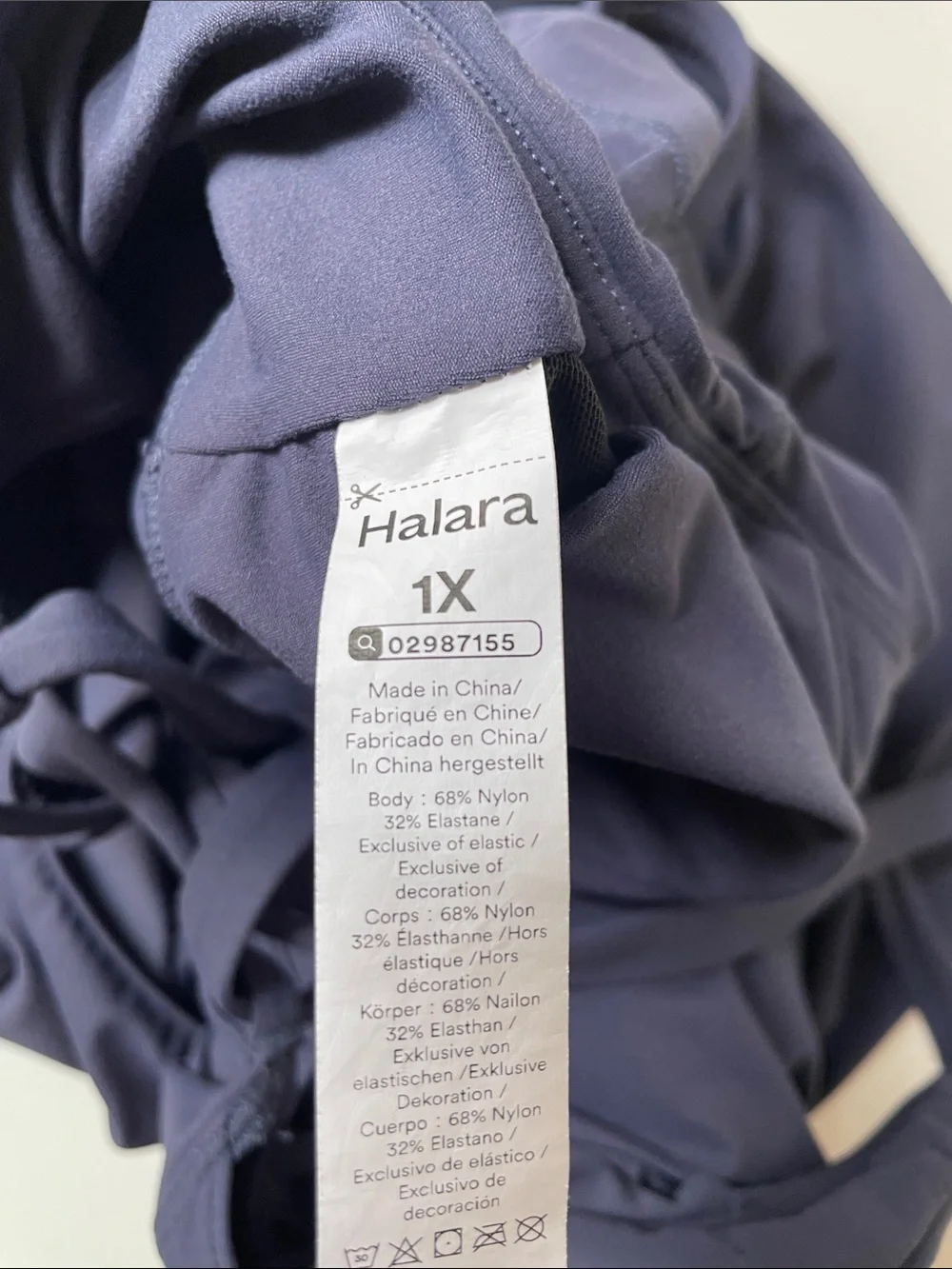 HALARA  Women's Size 1X Navy Crisscross Back Bandeau Tank Built In Bra Top